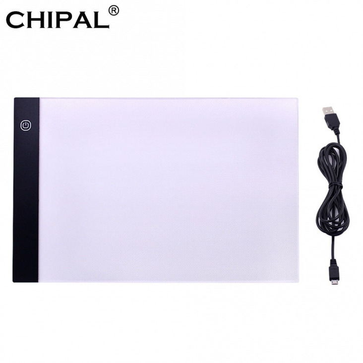 CHIPAL A4 Graphics rajztábla Electronics USB LED Light Box Digital Grafikai Copy Board Pad Fokozatmentes háromszintű Dimming