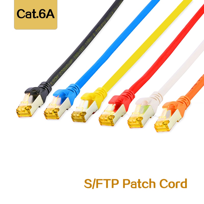 (3db / csomag) 10Gigabit Cat6A SFTP Notebook linksNetwork Patch kábel árnyékolt LSOH / LSZH (0,5 / 1M / 2M / 3M / 5M, 3 színben opcionális)