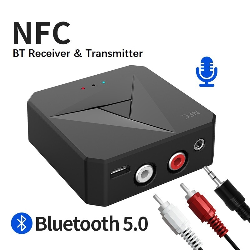 Bluetooth 5.0 audio vevő-adó NFC Bluetooth Receiver AUX jack RCA Music vezeték  nélküli audio adapter 3,5 mm-es jack autó hangszóró –