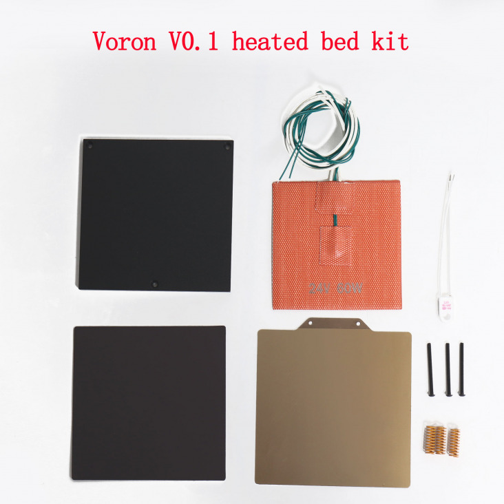 Blurolls Voron V0.1 3D nyomtató hevített Kit Szilikon Pad 24v 60W / 120 * 120 Alumínium lemez és PEI acéllemez Thermal Fuse 125C