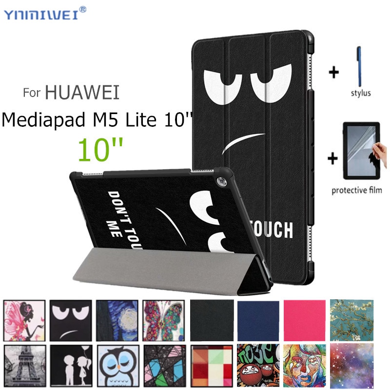 PU bőr tok Huawei MediaPad M5 lite 10 Tablet tok Huawei MediaPad M5 lite 10 BAH2-W19 / L09 / W09 10.1" Cover filmek