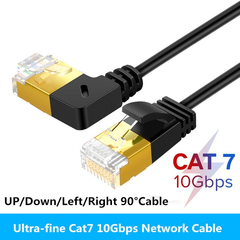Ethernet kábel RJ45 CAT7 Lan kábel UTP RJ45 hálózati kábel Cat6 Patch kábel kompatibilis a 90 fok Derékszögű 10 Gbps 0.5m 1m