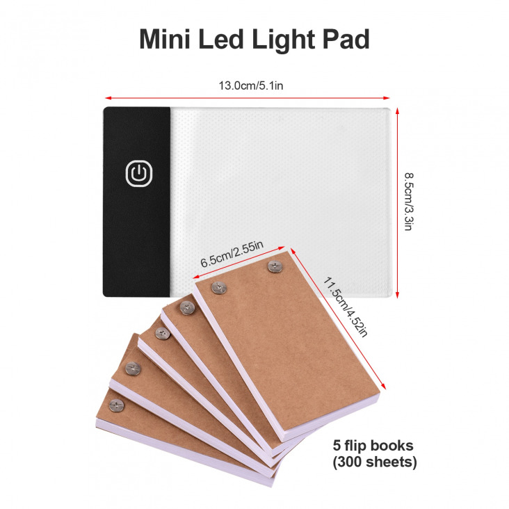 Flip Book Kit Light Pad LED Light Box Tablet 300 Sheets rajzlap