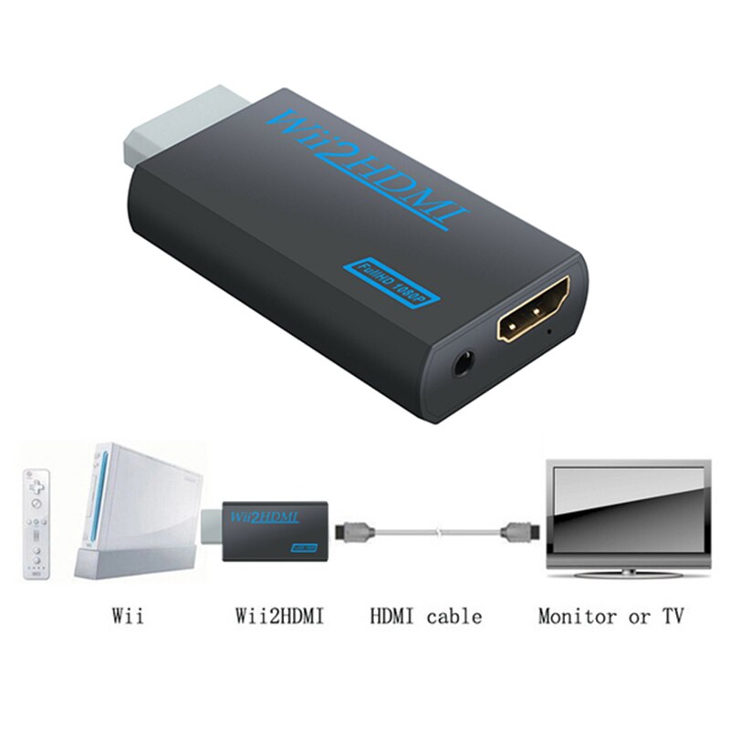 Full HD 3.5mm audio 1080p WiiHDMIkompatibilis Converter Adapter Wii2