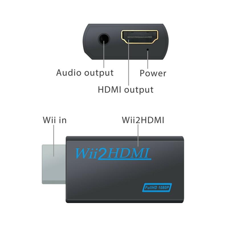 Full HD 3.5mm audio 1080p WiiHDMIkompatibilis Converter Adapter Wii2