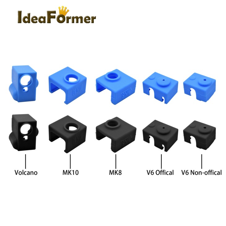 3D Nyomtató V6/Mk7 Mk8 Mk9/Mk10/Volnaco Szilikon Zokni Blokkfűtés -Szilikon Szigetelő Fedél 3D Nyomtatófűtési Blokkhoz