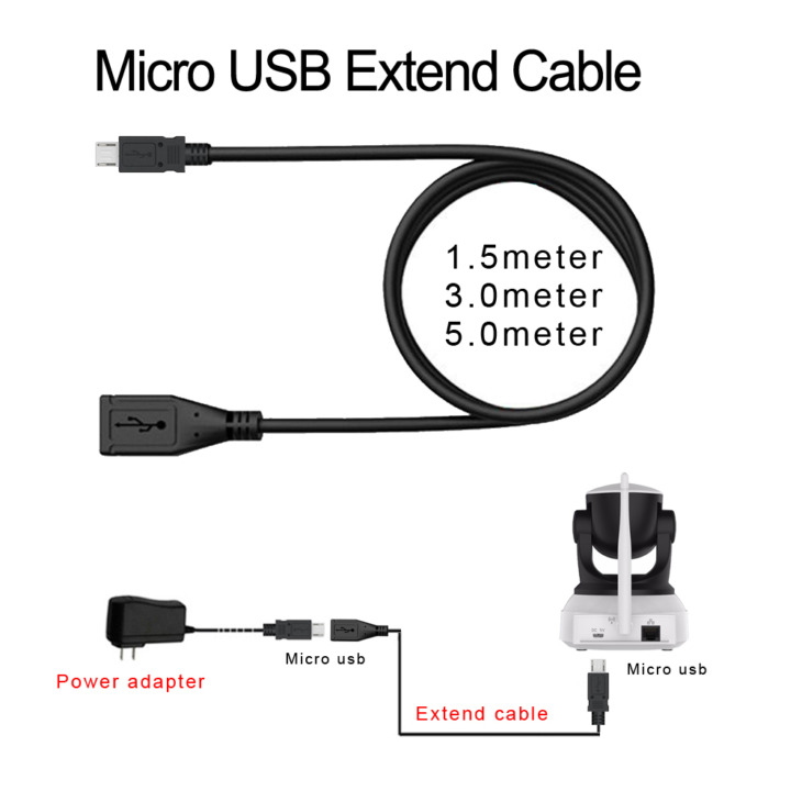 Escam Micro Usb Kiterjesztési Kábel 5V2A Power Adapter Micro Usb Csatlakozó Meghosszabbítás Kábel 1M 3M 5Mr Ip Camere / Elektronikus Termékekhez