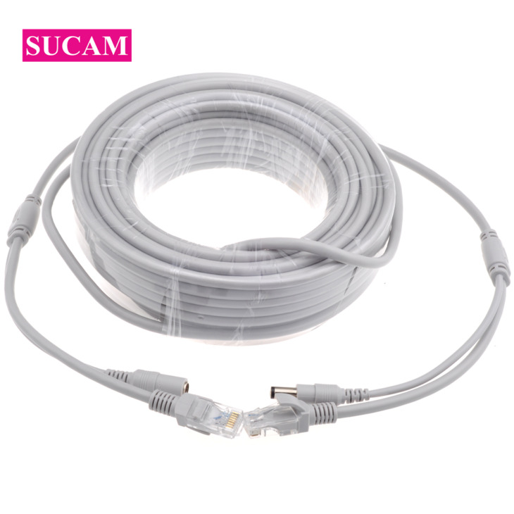 Sumam 5M/10M/15M/20M/30 M Ethernet Kábel Cat5/Cat-5E Rj45 Dc Power Grey Kábelek Ip-Hálózati Kamera Nvr Cctv Rendszerhez