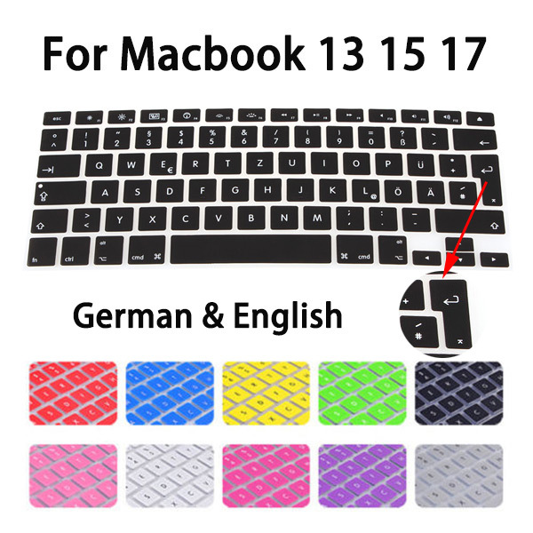 Európai Német Levelek Billentyűzetvédője A Macbook Air Pro Retina 13 "15" 17 "Laptop Bőr Borítók Mac Könyvhez 13 15 Qwertz