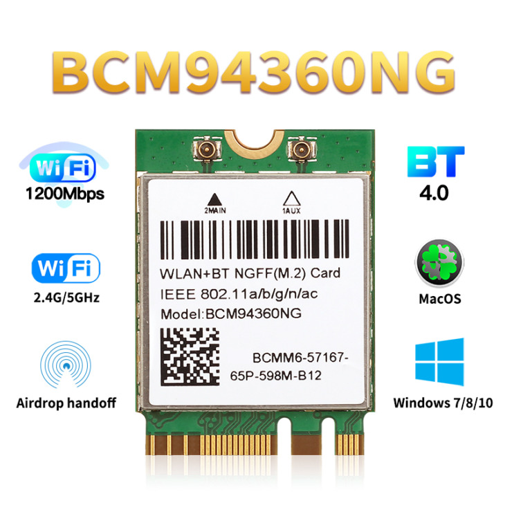 Vezet K N Lk Li Bcm Ng Macos Hackintosh Mbps Ngff M Wifi Card Bluetooth Adapter