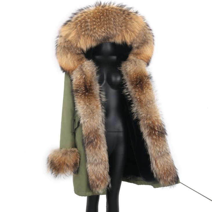 2022 Új Téli Ruhák Nők Valódi Valódi Természetes Mosómedve Szőrme Kabát Nő Hosszú Design Róka Szőrme Kabát Felsőruházat
