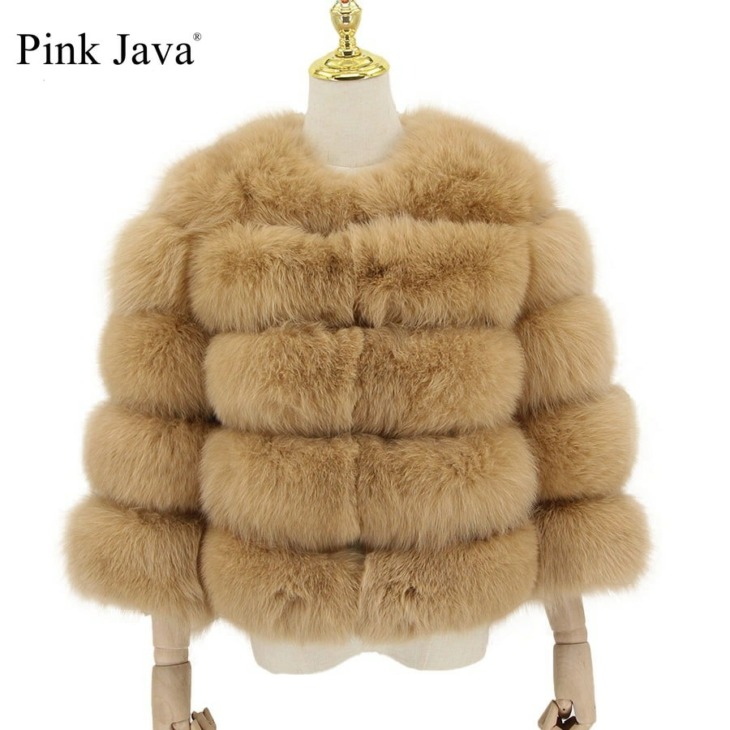 Pink Java Qc1801 Molett Igazi Róka Bunda Női Téli Vastag Prémes Kabát Rövid Bunda Nagykereskedelmi Igazi Róka Rövid Ujjú
