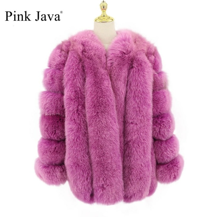 Pink Java Qc8128 Női Téli Ruhát Igazi Róka Bunda Molett Természetes Róka Prémes Kabát Divatos Eladó Nagy Prémes Hosszú Ujjú