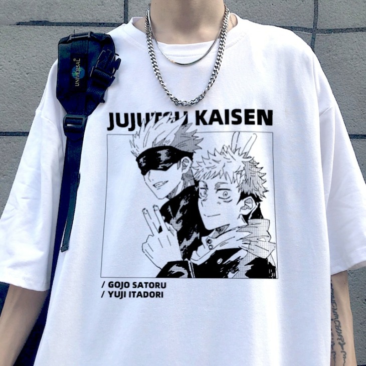 Nyári Nők Póló Hűvös Unisex Kaisen Yuji Itadori Póló Túlméretezett Harakuku Jojutsu Rövid Ujjú Anime Vicces Nyomtatott Póló