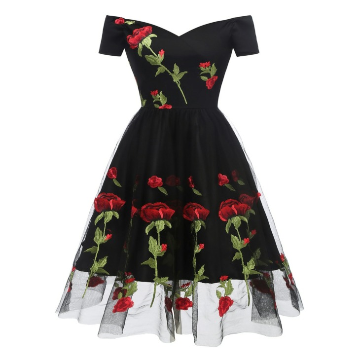 2021 Nyári Ruha Női Vintage 70S Mexikói Etnikai Virágos Hímzett Boho Mini Off Váll Party Dress Vestido Robe Femme Ajándék