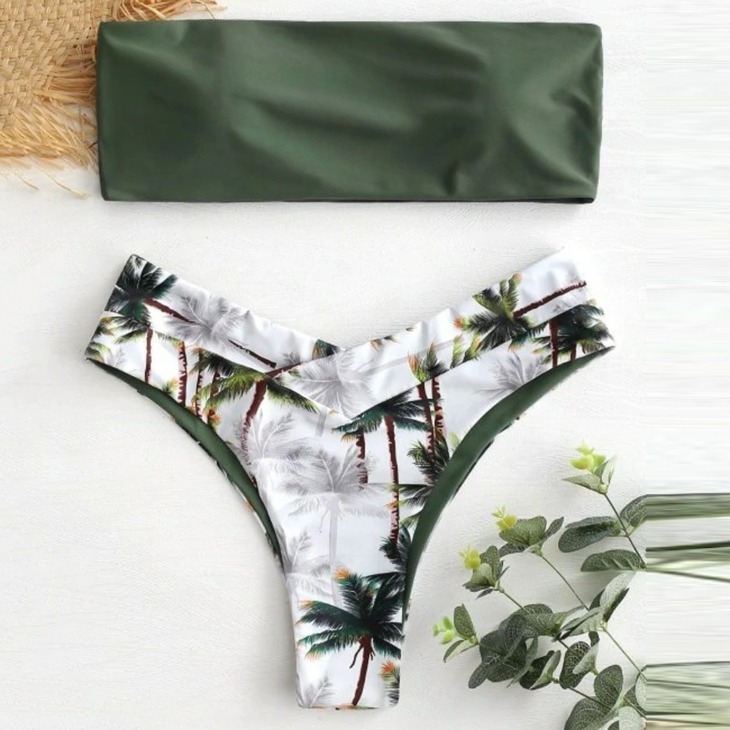 Kétrészes Ruhák Hölgyeknek 2021 Summer Sexy Women Bikini Set Kókusz Nyomtatása Bélelt Fürdőruha Fürdőruha Fürdőruha Fürdőruha A Fürdővíz