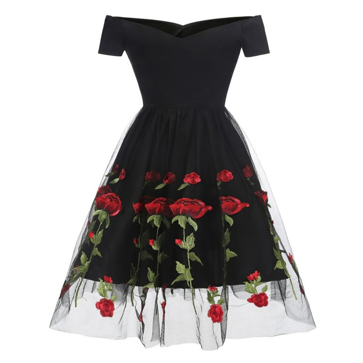 2021 Nyári Ruha Női Vintage 70S Mexikói Etnikai Virágos Hímzett Boho Mini Off Váll Party Dress Vestido Robe Femme Ajándék
