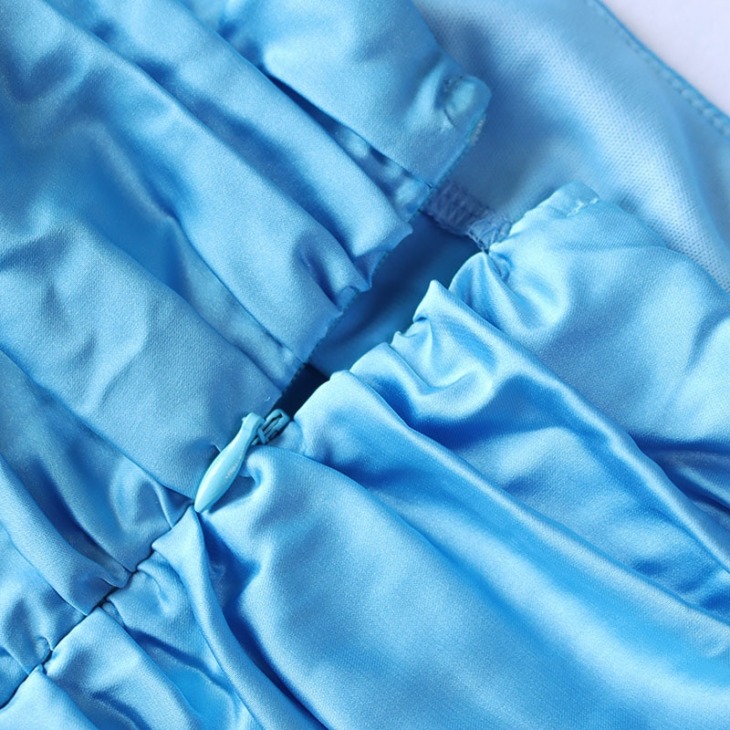 Newasia Szexi Szatén Ruha Női Kék Backless Cut Out Drawstring Ruched Slim Fit Bodycon Mini Dresses Club Party Ruha 2020