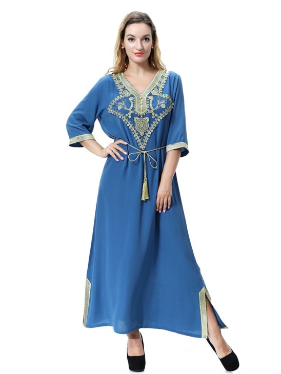 Dubai Arab Muszlim Ruha Női Hosszú Robe Marokkói Ethic Lace-Up Maxi Hijab Ruhák Kimono Kifton Kaftán Elbise Iszlám Ruházat Abaya