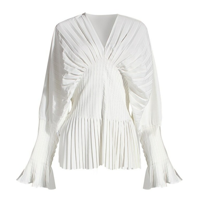 Getpring Női Ruha Flare Sleeve V-Nyakú Fehér Vintage Reced Dresses Hosszú Ujjú Szexi Nyári Ruhák Női Ruha 2020 Új