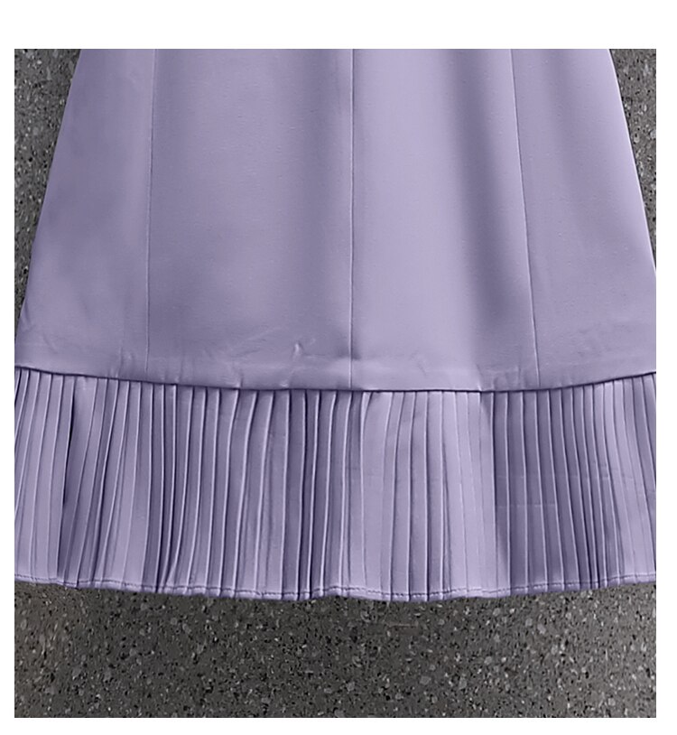 Plus Size S-4Xl Purple Blazer Mini Dress For Women Elegant Fogazott Gallér Sleeve Pearl Gomb Slim Suit Ruha Vestidos De Mujer