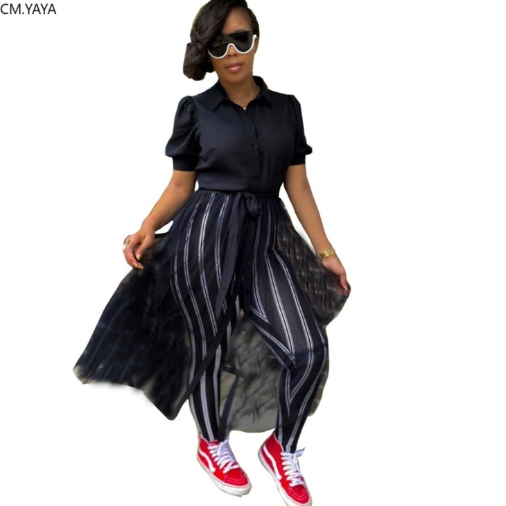 Cm.Yaya Női Háló Lásd A Patchwork Hosszú Ruhát Streetwear Divat Rövid Ujjú Blúzok Maxi Ruhák Vestidos