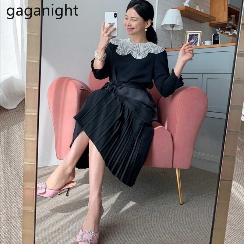 Gaganight Elegáns Nők Öltözött Bodycon Party Maxi Ruha Csipke Édes Lady Chic Koreai Ruhák 2020 Tavaszi Őszi Fashion Vestidos