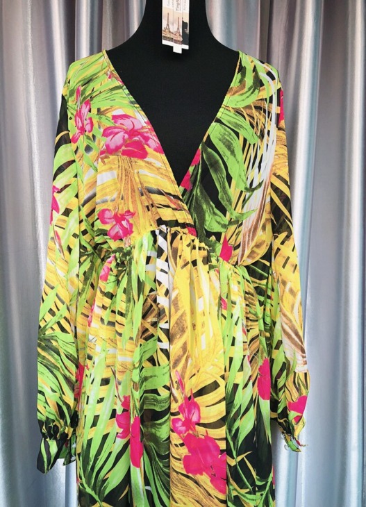 Tingfly Női Vintage Trópusi Levél Nyomtatása Virágos Maxi Köntös Boho Ruha Haut Könnyed Nyári V Nyakú Long Beach Dress Plus Size 4X
