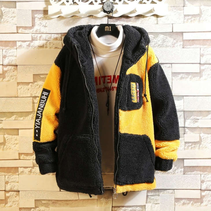 Bomber Jacket Fekete Fehér Férfi Téli Vastag Meleg Fleece Teddy Coat For Sportwear Fleece Hoodies Coat