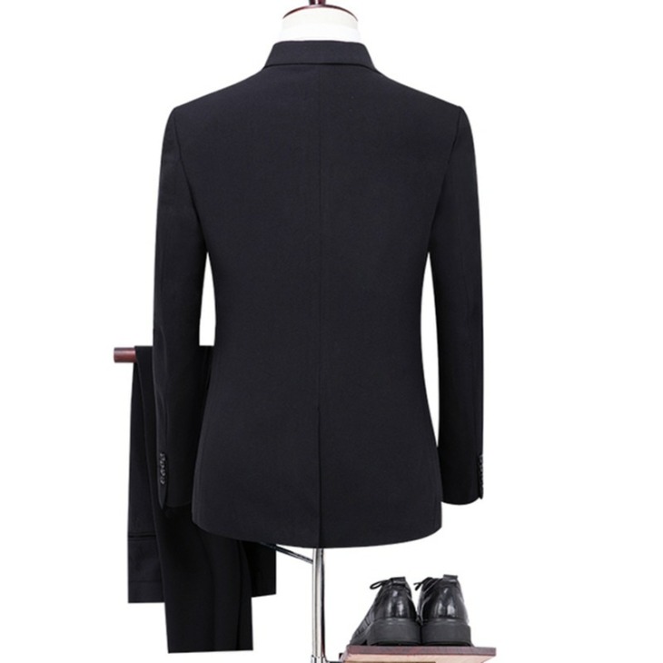 Business 3 Darab Suit Set Vőlegény Esküvői Blazer Kabát Nadrág Mellény Slim Workwear Men'S High End Nagy Méretű Zakó Nadrág Mellény