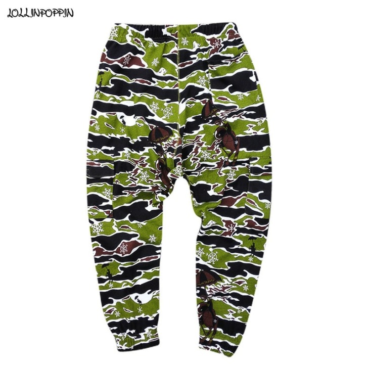 Zöld Camouflage Men Csepp Crotch Harem Sweatpants Elastic Derék Plus Size Camo Pattern Laza Alkalmi Nadrág Hip Hop