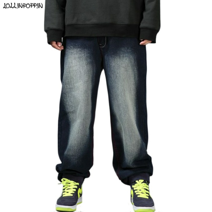 Men Hip Hop Skateboarder Jeans Molett Férfi Laza Bő Farmer Nadrág Wide Leg Streetwear Ruházati Mosott Hip Hop Jeans