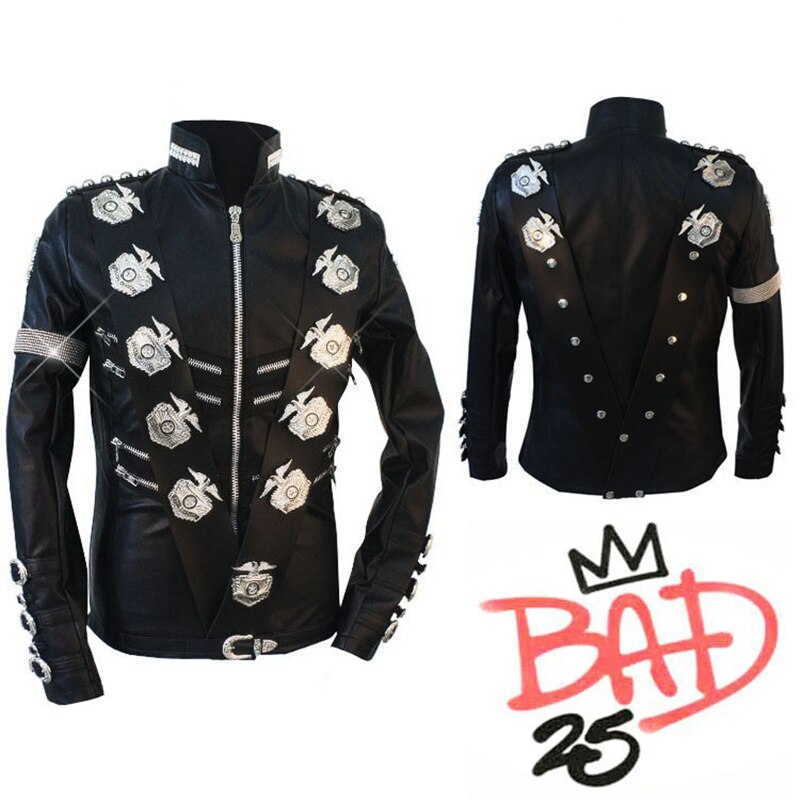 Ritka Mj Michael Jackson Klasszikus Rossz Kabát Ezüst Sas Jelvényekkel Punk Matel Pontosan Ugyanaz A Magas Divatgyűjtemény Show Ajándék
