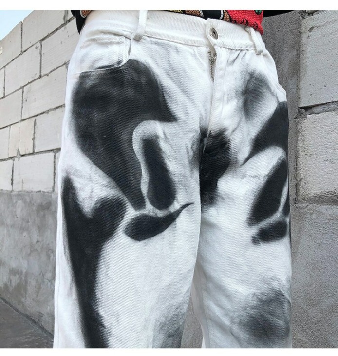 Skeleton Denim Hip Hop Jeans 2021 Designer Nadrágok Férfi Ruházat Nők Streetwear Graffiti Men Jeans Nadrág T2-A213