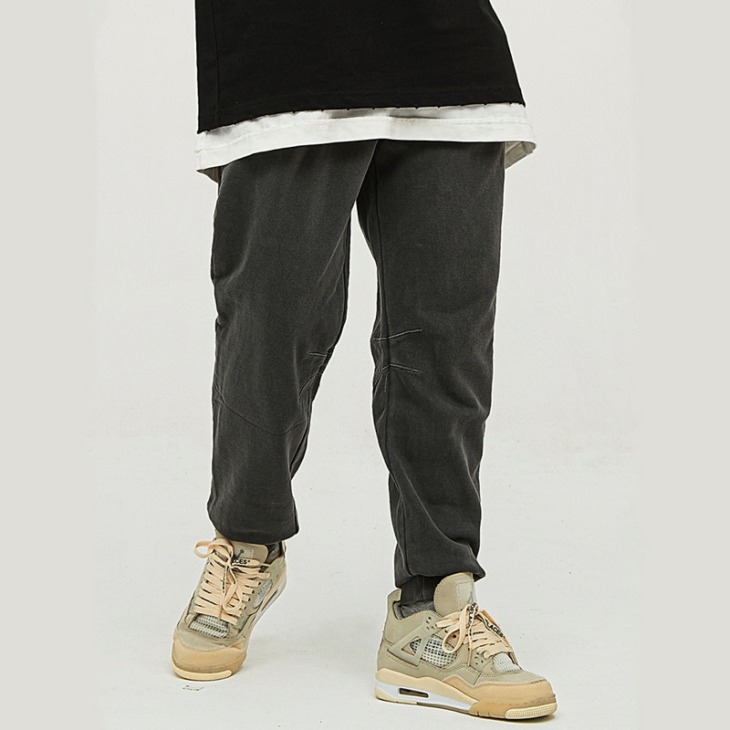 Zodf New Fashion Férfi Őszi Pamut Tie Feet Sweatpants Front Patchwork Unisex Solid Kényelmes Nadrág Márka Streetwear Hy0234