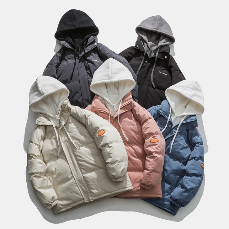 Men Tömör, Vastag Téli Colorfuls Buborék Kabát 2021-Koreai Divat Zsebek Kabát Kabát Streetwear Fake 2 Db Parka Puffer Jacket