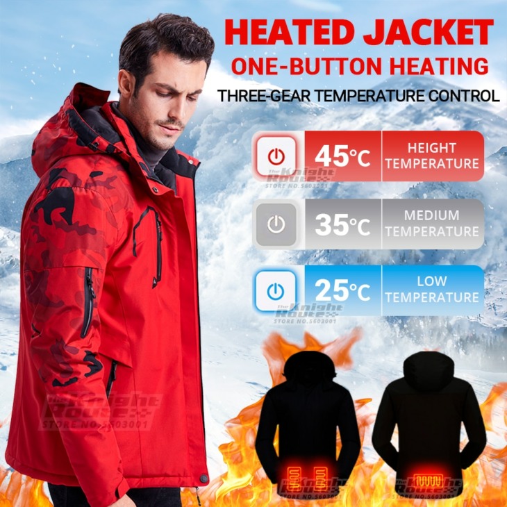 Téli Men Elektromos Fűtésű Dzsekik Usb Fűtés Mellény Felsőruházat Ski Jacket Motoros Kabát Vadászati ​​Ruházat Meleg Túrázás Kabát 7Xl