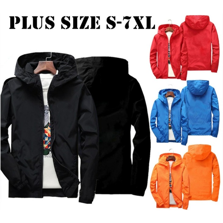 Plus Size S-7Xl Férfi Cipzáras Kabát Kültéri Vékony Dzsekik Kabát Családi Szülő-Gyermek Outfit Kemping Túrázás Kapucnis Széldzseki