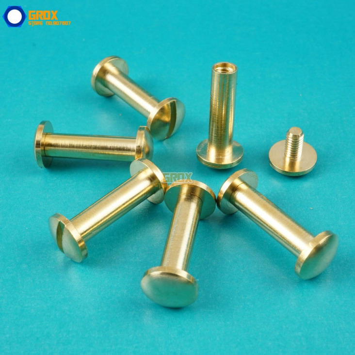 50-Set-8-15mm-Solid-Brass-Rivet-Chicago-Screw-for-Leather-Craft-Belt-Wallet-Cambered