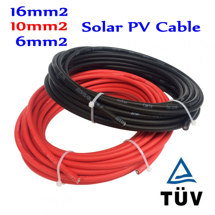 !! 16mm2 napelemes kábel piros fekete PV Solar kábel 10mm2 6mm2 Használt Off-grid és hálózatra csatlakozó napelemes rendszer