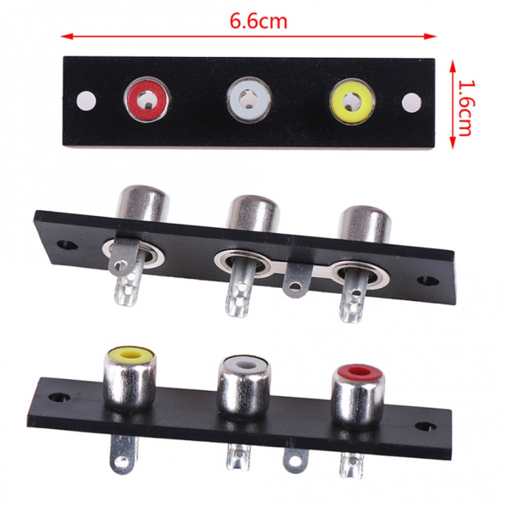 6-6x1-6cm-3-Way-RCA-Terminal-Wall-Panel-Plate-Input-Phono-Chassis-Socket-Audio-Adapter