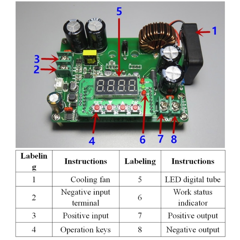 DC Buck Converter Board digitális tápegység DC10V 75V és 0 60V 12A