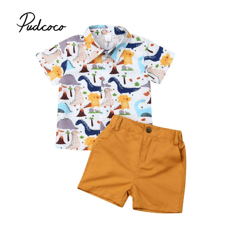 2db kisgyermek nyár 2019 gyerek fiúk ruhák rajzfilm nyomtatott póló felső szilárd rövidnadrág fiúk ruhák gyerekek ruhák fiúknak