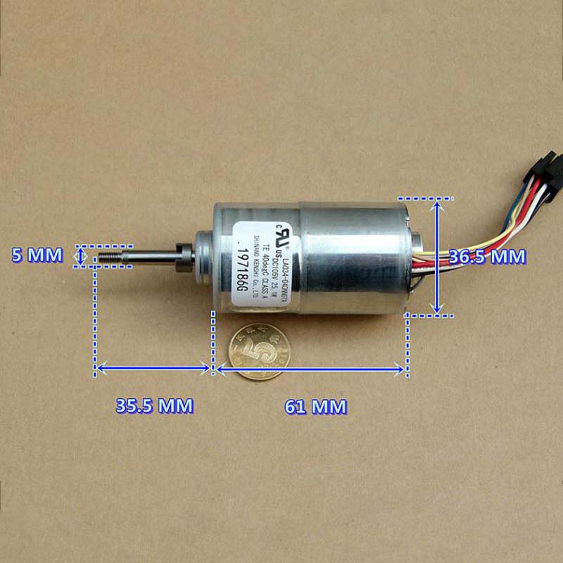 Compatible With SHINANO LA034-040NN07A 3-Phase 8-Wire Hall Brushless Motor - Double Ball Bearing 25W High Torque