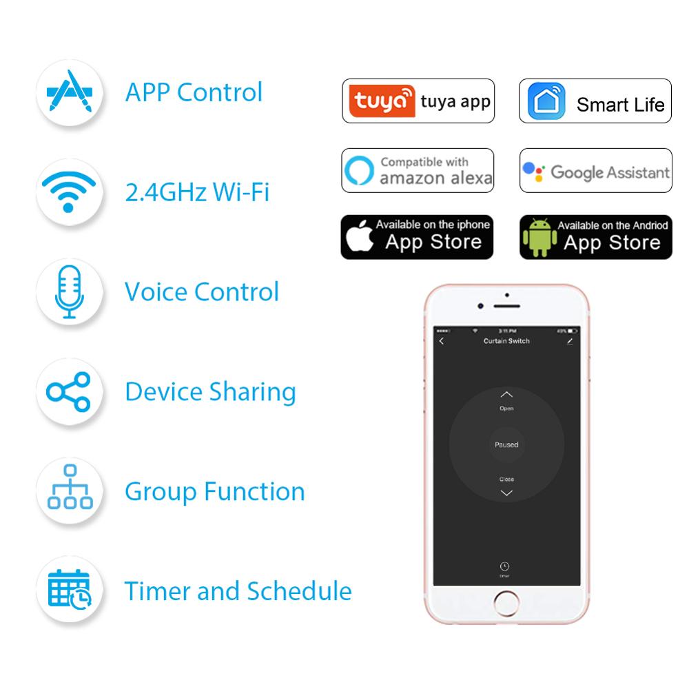Tuya Smart Life Wifi Függöny Kapcsoló Modul Redőnyök Motorok Intelligens Otthon Google Otthon Alexa Hangvezérlés Diy