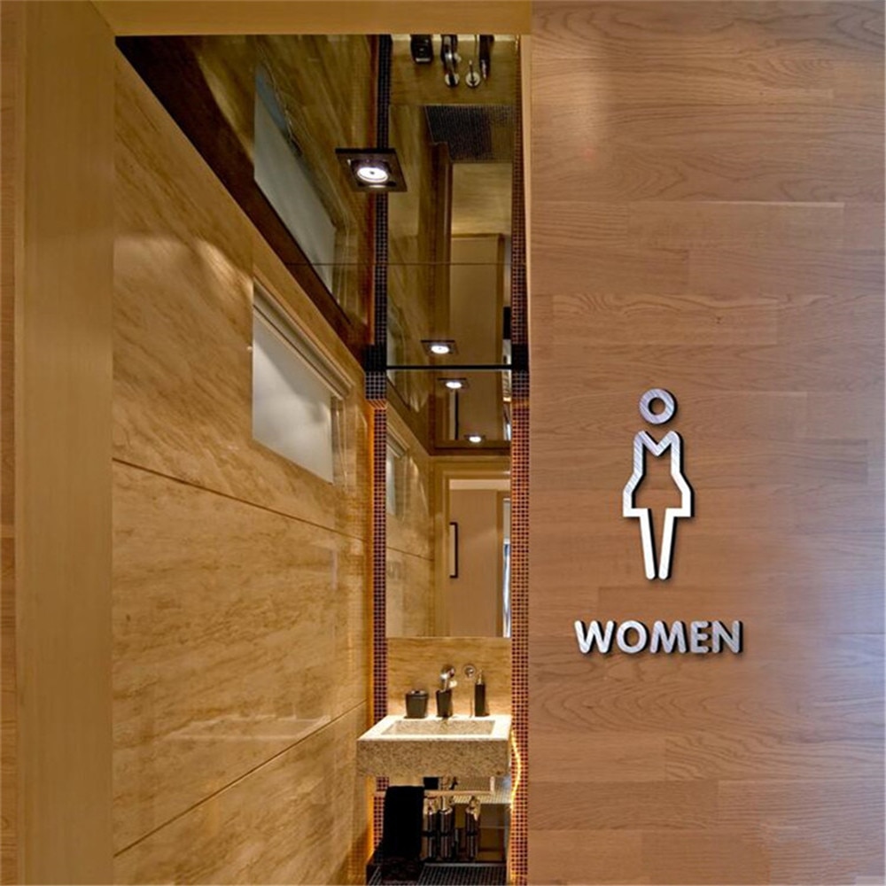 Házi Wc-Táblák Hotel Fürdőszoba-Bevásárlóközpont Gyors Feliratok Wc-Akril-Címtáblák Plakett Férfiak Női Logó Sign 3D Creative