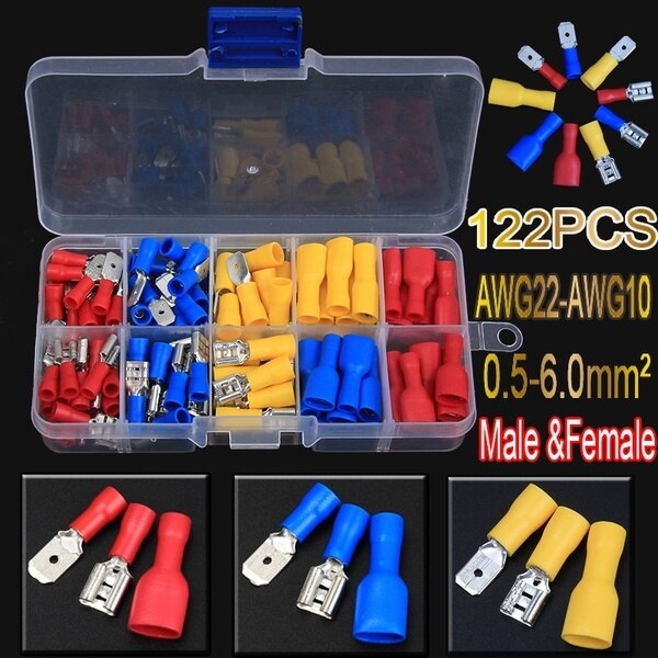 1200db válogatott krimpelő kapcsok készlet készletek szigetelt