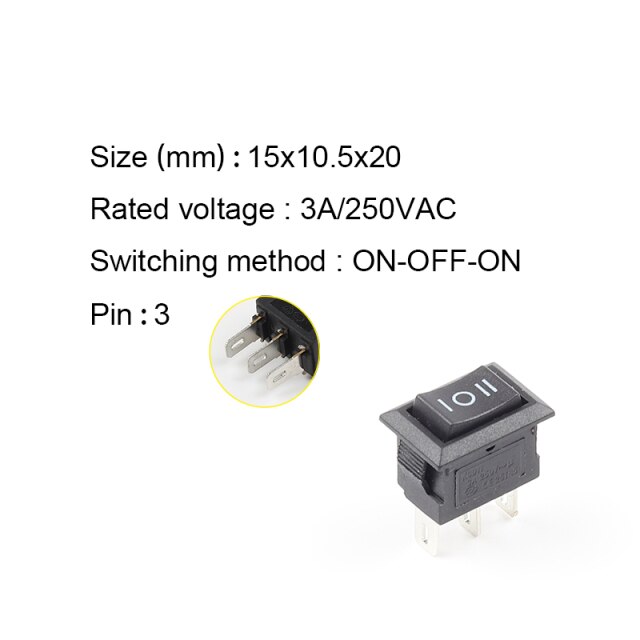3Pin Black On-Off-On