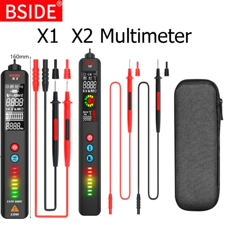 Bside X2 X1 Multiméter Infravörös Hőmérő Lámpa Intelligens Feszültség Érzékelő Lcd 3 Módok Ac Dc Feszültség Érzékelő Pen Multiméterek