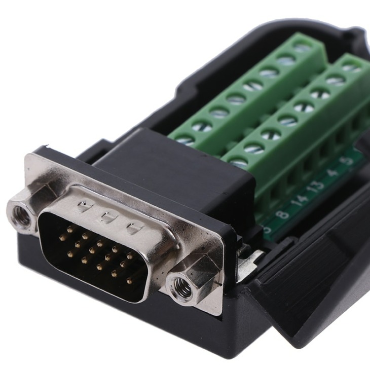 thumbnail image 2 of D-SUB DB15 VGA Male Female 3 Row 15Pin Plug Breakout PCB Terminals 2 of 13